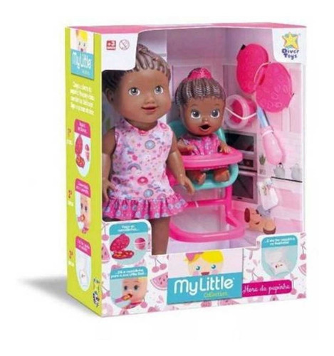 Boneca Hora Da Papinha Mãe E Filha Negra My Little Divertoys