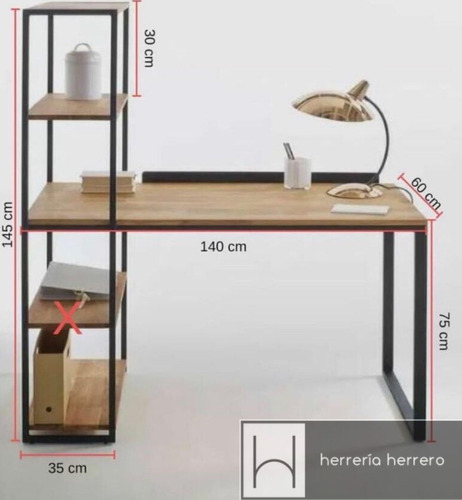 Escritorio Con Estantes Estilo Industrial
