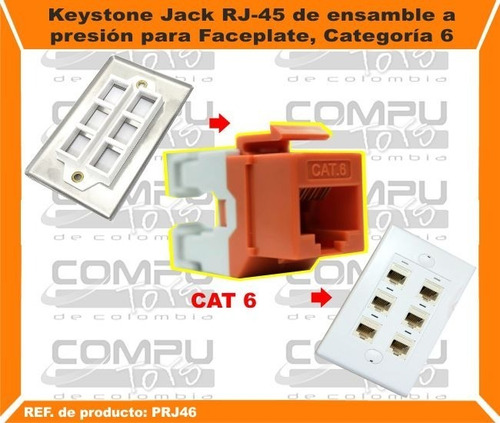 Imagen 2 de 6 de Arme Faceplate Jack Rj45 Cat 6 Ref: Prj46 Computoys Sas