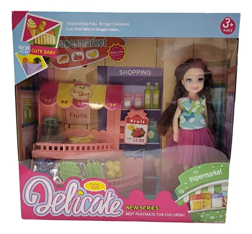 Muñeca Vendedora Supermercado Frutas Y Verduras