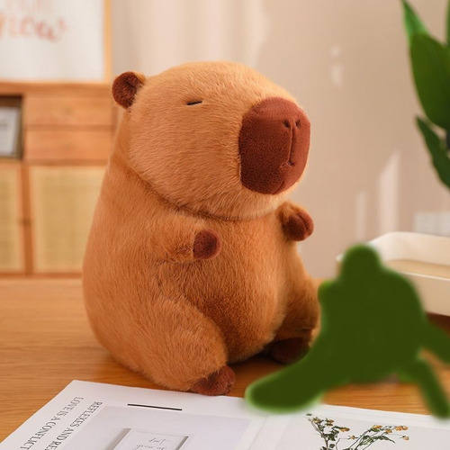 Peluche Capibara Con Mochila Grande 35cm Suave Tierno Muñeco Rosa