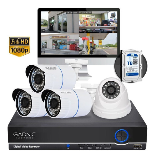 Kit De 4 Camaras De Seguridad Ip Hd Vision Nocturna Inte/ext