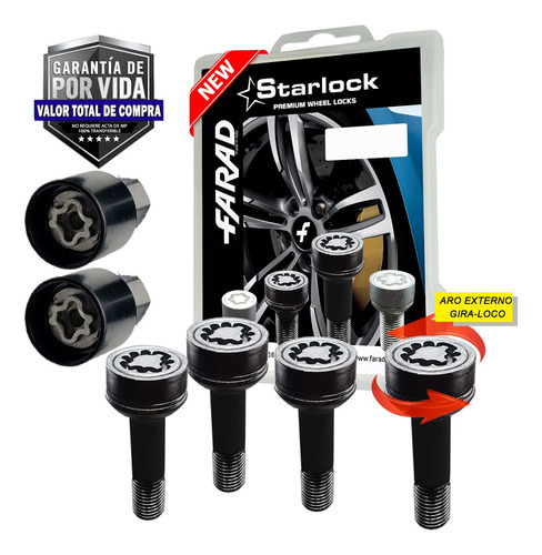 Birlos Seguridad 14 X 1.5 Mm + 2 Llaves 17 Mm Starlock Z4/ce