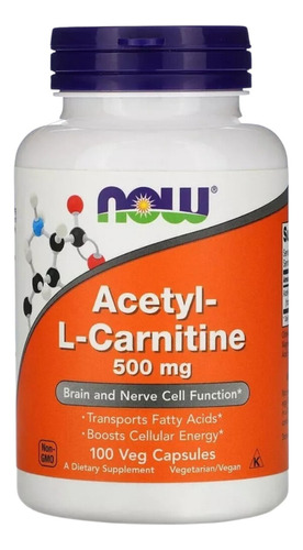 Acetil LCarnitina 500 mg 100 cps Now Foods