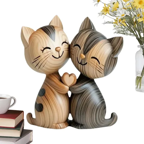 Cat Sign 2d Wooden Couple Cat Desk Ornament, Animal Home