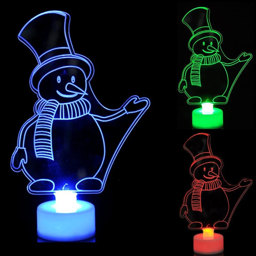 Luces Led Noche,lámpara Muñeco Nieve De Colores Intermitente