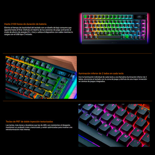 Teclado Gamer Razer Blackwidow V4 Pro 75% Inalámbrico Us