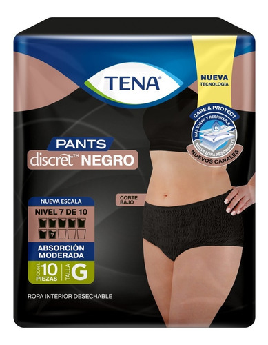 Pack X10 Ropa Interior Desechable Tena Pants Discret Negro | MercadoLibre