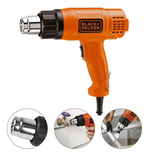 Soprador térmico 1500 W, 2 temperaturas HG1500-Br Black & Decker Cor Naranja