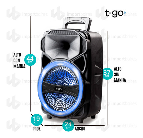 Parlante T-go Palermo Portatil Bluetooth 8 Radio Fm 3000wts