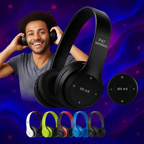 Fone De Ouvido Bluetooth Sem Fio Regulável Graves Potentes Microf...