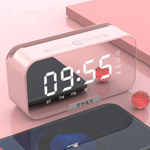 Reloj Espejo Despertador Bluetooth Pequeño Altavoz Voz