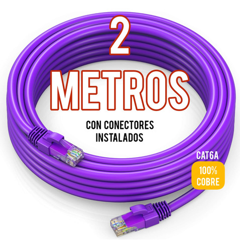 Cable Utp Cat6a 2 Metros 100% Cobre Con Conectores