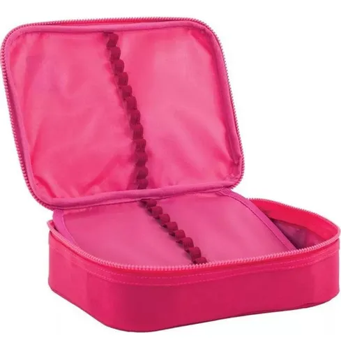 Estuche cuadrado Tilibra para 100 bolígrafos escolares Académie, color cereza cereza