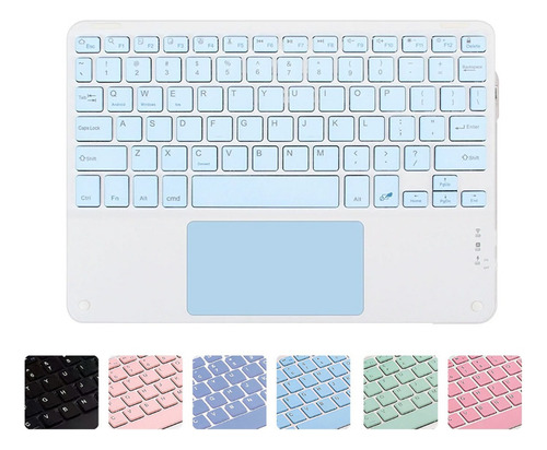 Teclado Bluetooth Sem Fio Com Touchpad Para Android E Ios Cor Azul-claro
