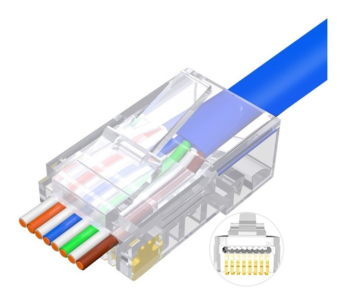 100 Conector Rj45 Cat5 Modular Pasante Redes 8p8c Utp Omay