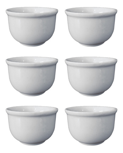 Kit 6x Cumbuca Pote Porcelana 200ml Bowl Tigela Hotel Caldo Cor Branco