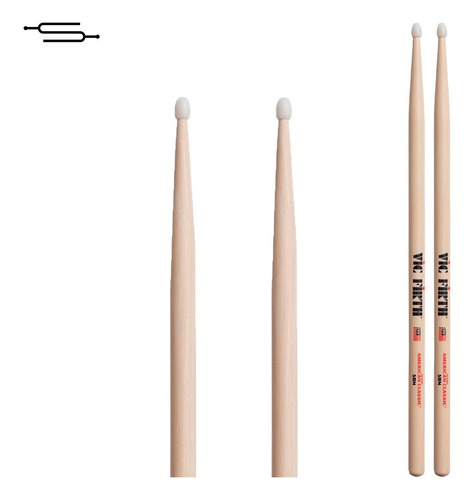 Imagen 1 de 3 de Palillos Bateria Vic Firth 5b Punta De Nylon Hickory Pro