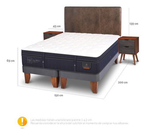 Cama Europea Super Premium 2 Plazas Bd Baker S/t Cic Azul