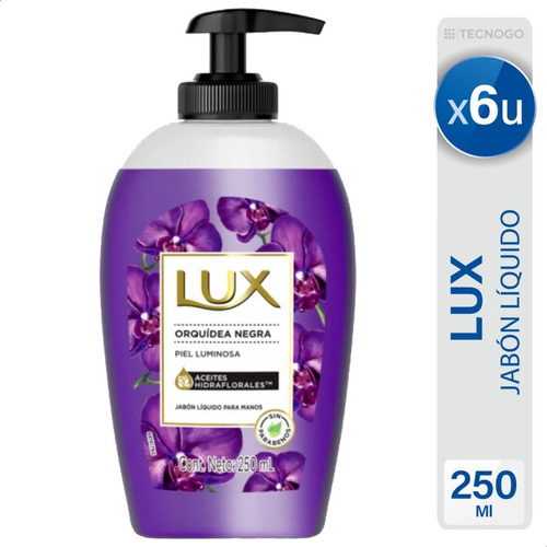 Jabon Liquido Lux Orquidea Negra Sin Parabenos Pack X6