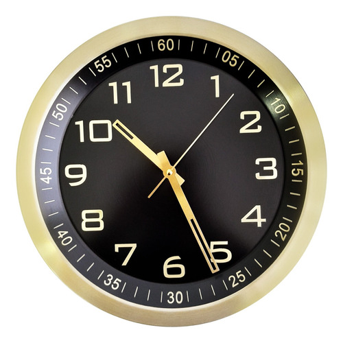 Reloj De Pared Analógico De Aluminio, 35 Cm Diámetro - 12425