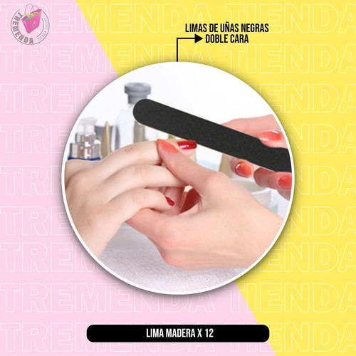 Imagen 2 de 8 de Pack 12 Limas De Uñas De Madera Rectas Manicuria Pedicuria