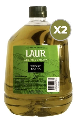 Aceite De Oliva Laur Extra Virgen Pet 2 Litros Pack X2