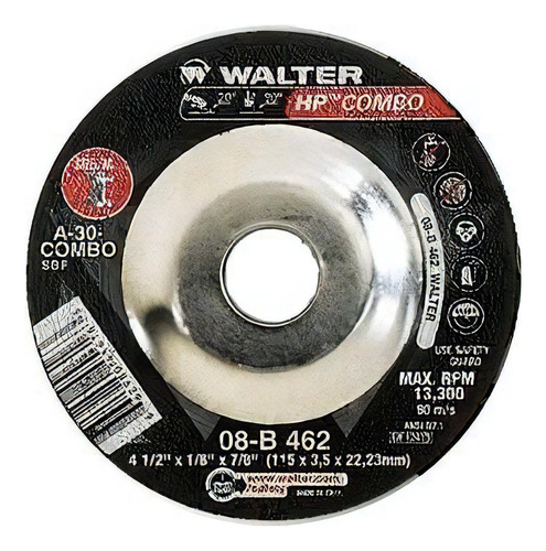 Disco De Desbaste 4.1/2 X 1/8 7/8 08b462 - Walter