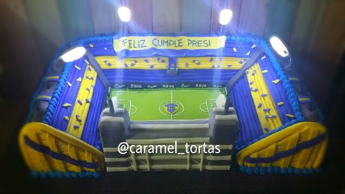 Torta Gigante Con Luz Cancha De Boca Base 70x50