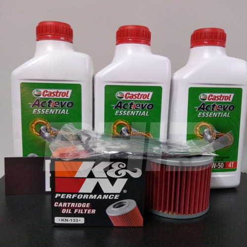 Gs500 Kit Troca De Óleo K&n Kn-133 Castrol 20w50 Mineral