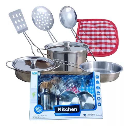 Jogo De Cozinha Infantil Panelinhas Em Inox 8904 - Braskit