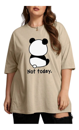 Camiseta Oversize Con Estampado De Panda Mujer Talla Grande