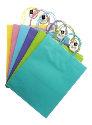 Bolsas En Papel Para Regalos Colores Vibrantes Con Asas