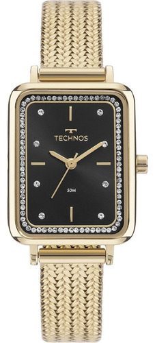 Relógio Technos Feminino Mini Dourado - Gl32ai/1p Fundo Preto