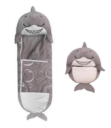 Bolsa Dormir Sleeping Niños Tiburon Gris Peluche Almohada 