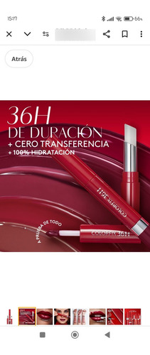 Esika Labial 36 Horas Duo Tatto Colorfix Color Rojo Profundo