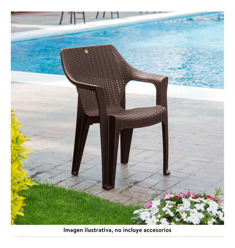 Set De 2 Sillas Exteriores De Plástico Con Diseño Rattan Rattan Chocolate Chocolate