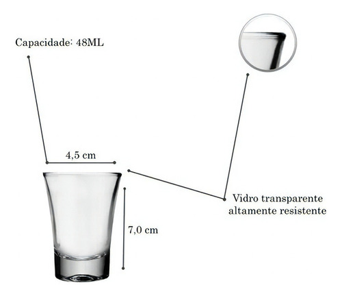 Copinhos De Shot Dose Tequila Pinga Cachaça Stanheguer 6 Pç Cor Transparente