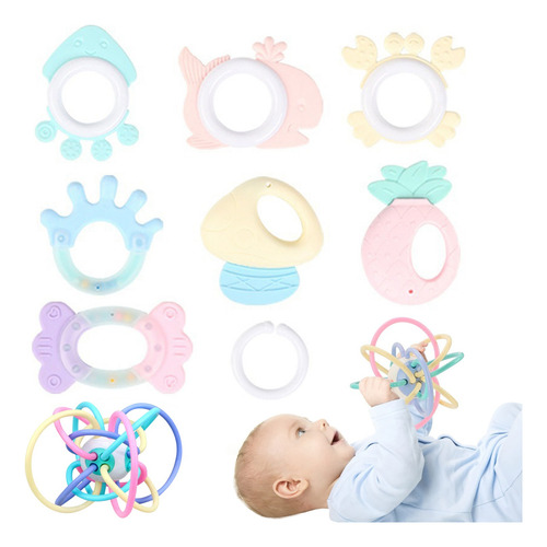 Mordedor De Silicona Para Bebés Y Juguetes, 8 Unidades