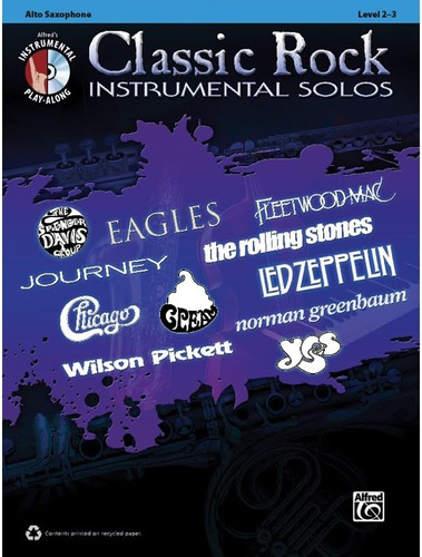 Alfred Classic Rock Instrumental Solos Alto Saxo Libro Y Cd