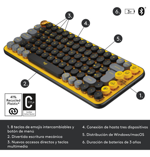 Logitech Pop Keys Teclado Mecánico Inalámbrico Blast