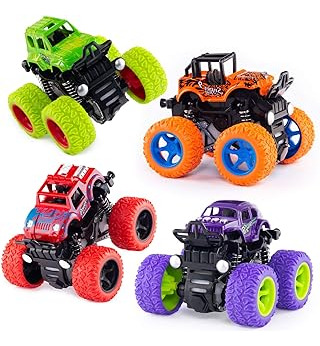 Soker  De Juguet Monster Truck, Paquete De 4 Autos De Carrer