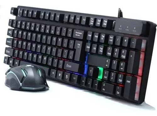 Combo Gamer Alámbrico Teclado Español Mouse Rgb Iluminado