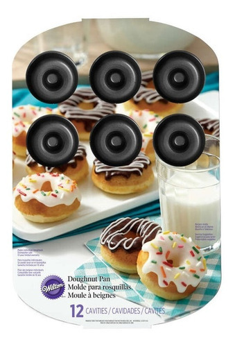 Molde Donuts Medianas De Acero C/antiadherente Tipo Teflon Color Gris