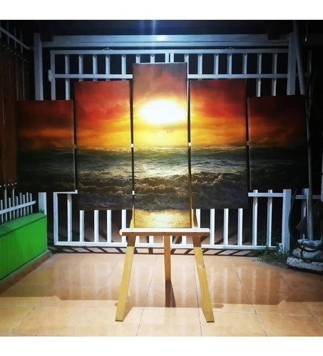 Cuadro Decorativo Canvas 150x90 Cm - Playa Amanecer Dorado