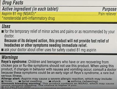 Tabletas Aspirin Life Extension 81 Mg 300 Tabletas