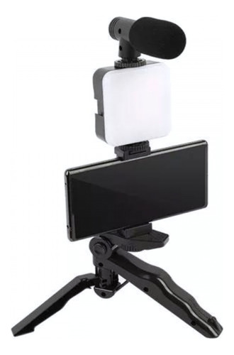 Kit Gravação 5em 1 Vídeo Tripé Led Celular Selfie Microfone