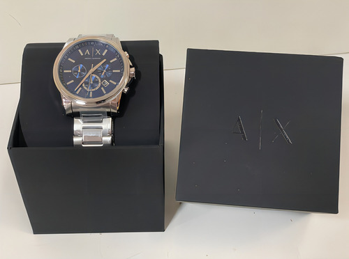 Correa de reloj Armani Exchange Ax2509 para hombre, color plateado