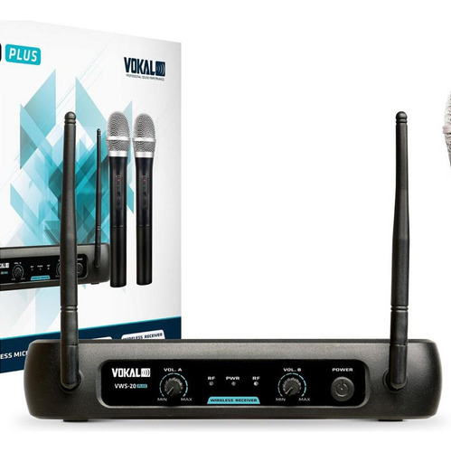 Microfone Sem Fio Duplo Vhf Profissional Vokal Vws-20 Plus