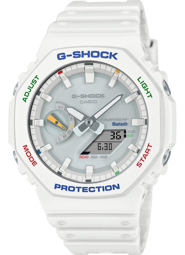 Reloj Casio G-shock Carbon Core Guard GA-B2100FC-7ADR: correa blanca, bisel blanco, fondo blanco